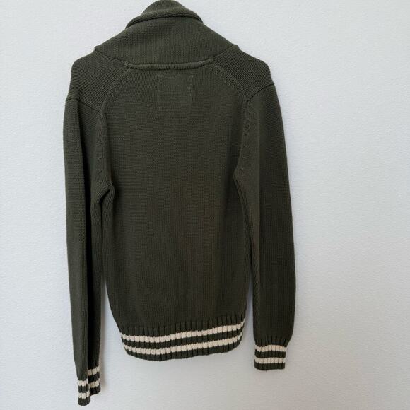 H&M L.O.G.G‎ Men’s Green White Shawl Collar Cotton Sweater Small - Picture 7 of 9